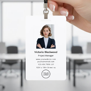 Badge Nom personnalisé de l'employé et logo photo