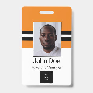 Badge Nom personnalisé de l'employé, Photo, Code-barres,