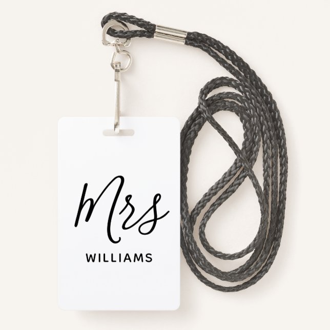 Badge Nom personnalisé de l'enseignant simple ID de la l (Devant avec lanière)