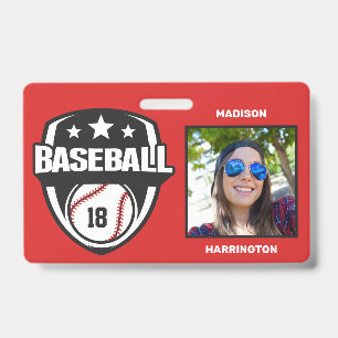 Badge Nom personnalisé, numéro, texte et couleur Basebal