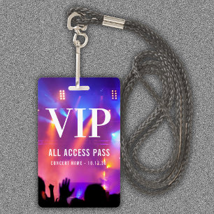 Badge Nom personnalisé Pass VIP Accès Illimité Concert