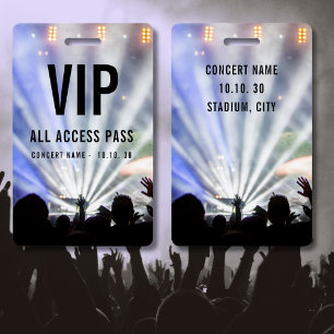 Badge Nom personnalisé VIP All Access Pass Concert