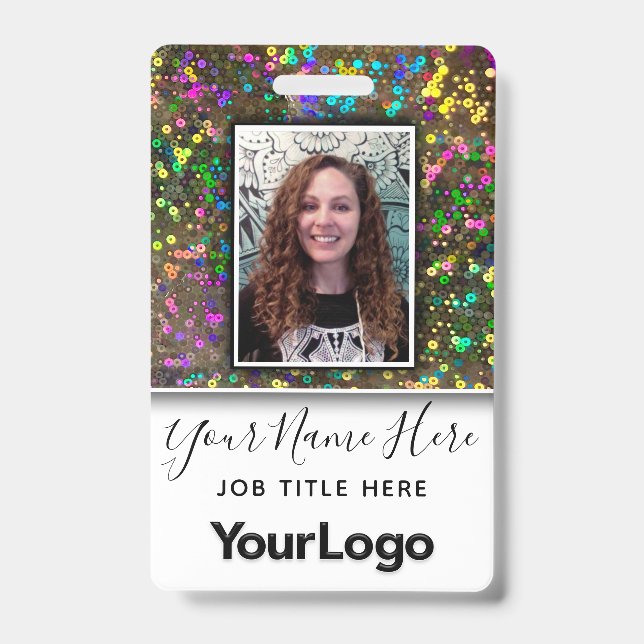 Badge Nom photo de l'employé professionnel Rainbow (Avant)