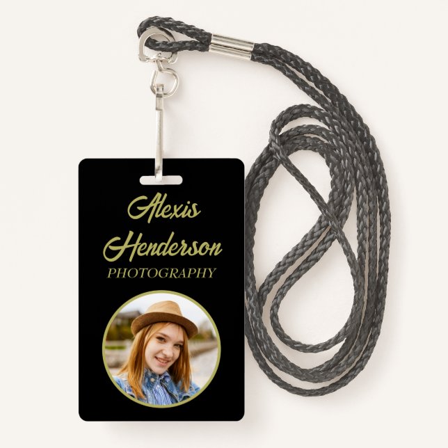 Badge Nom/ Profession/ Photo personnelle (Devant avec lanière)