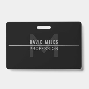 Badge Nom professionnel gris foncé moderne