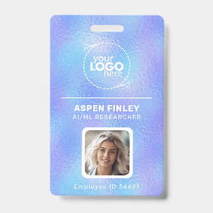 Badge nominatif avec QR code photo logo feuille mé