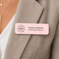 Badge nominatif | Badge logo magnétique rose pour