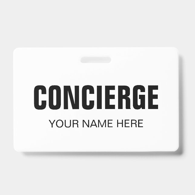 Badge nominatif de concierge avec pince (Avant)
