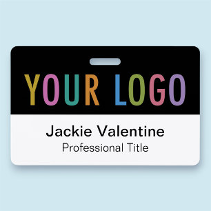 Badge nominatif en PVC avec logo horizontal, étiqu