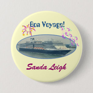 Badge nominatif jaune de fête de voyage de fève
