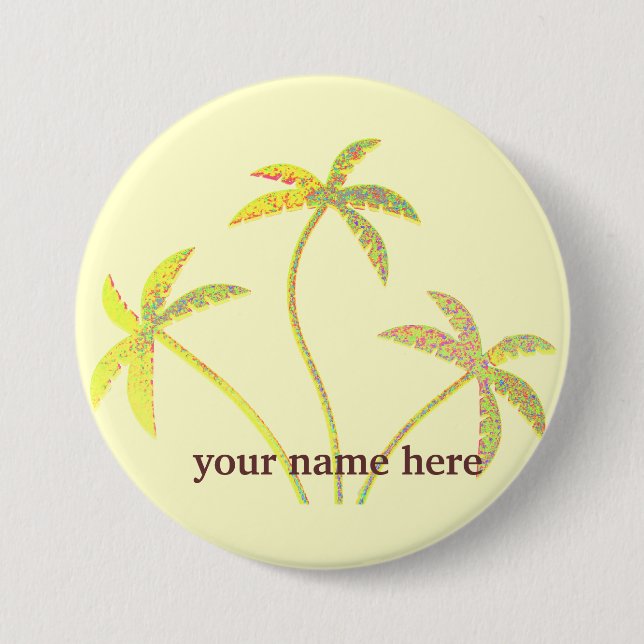 Badge nominatif jaune de palmier de parties (Devant)