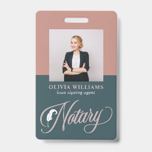 Badge Nota Public Navy & Blush Pink ID