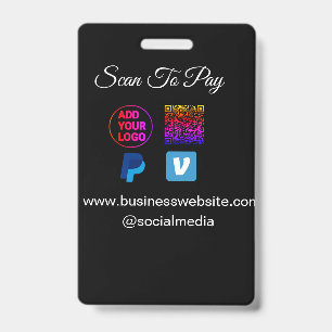 Badge numériser pour payer ajouter logo q code paypal ve