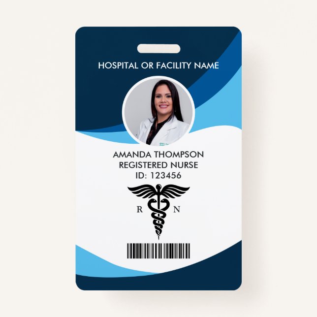 Badge Numéro de photo de l'infirmière autorisée par géom (Devant)