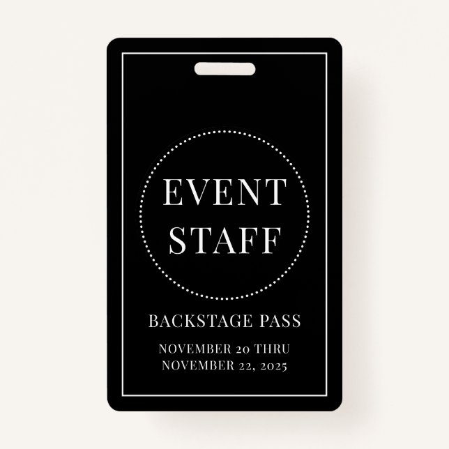 Badge Numéro d'identification blanc noir du membre du pe (Devant)