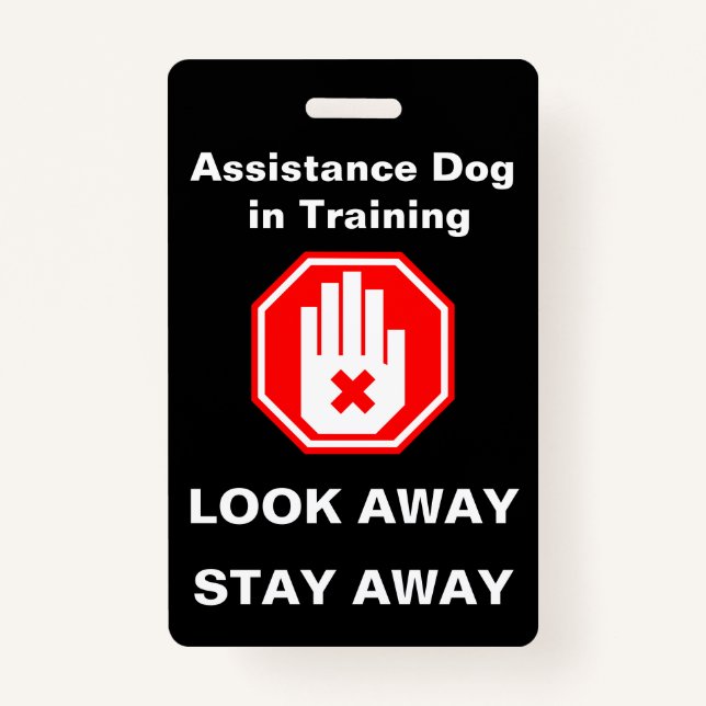 Badge Numéro d'identification du chien d'assistance à la (Devant)