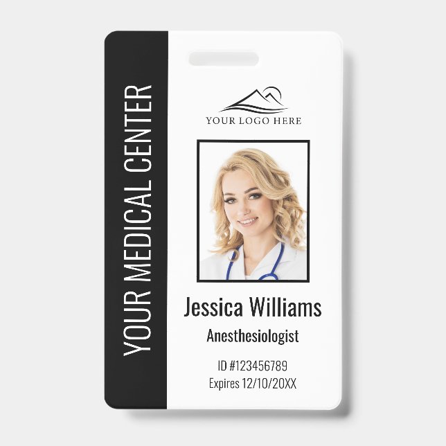 Badge Numéro d'identification noir de l'employé de soins (Avant)