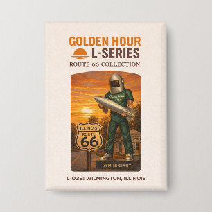 Badge Œuvre d'art sur le thème de la route 66 à Wilmingt