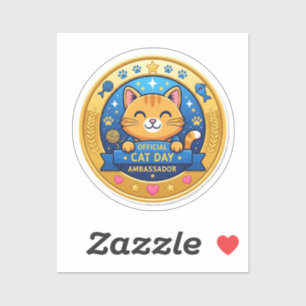 Badge officiel de jour de chat - Sticker amusant