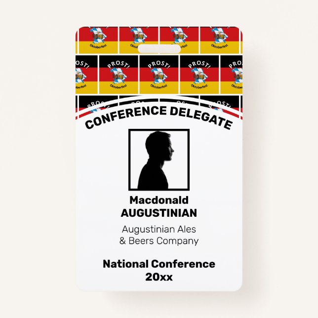 Badge OKTOBERFEST Logo Customisé Identifiant photo Nom (Devant)