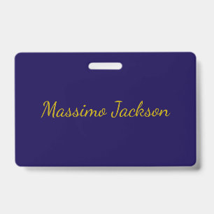 Badge Or & Bleu Foncé Professionnel Nom Plain Propre