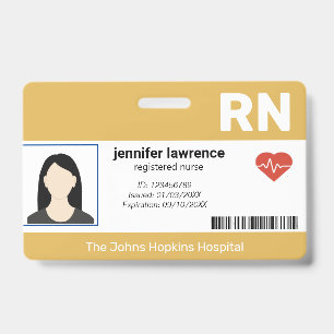 Badge or   Employé de l'hôpital Photo ,Code-barres ID
