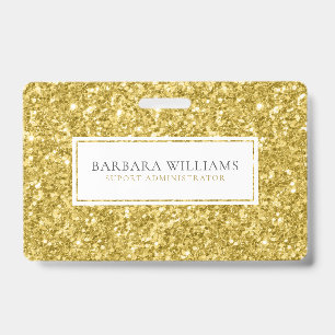 Badge Or Faux Flitter Accent Blanc
