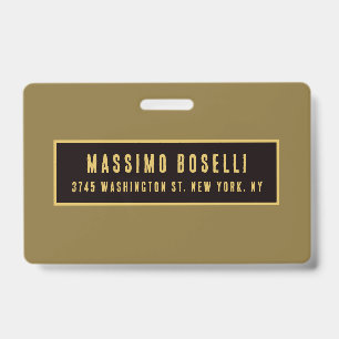 Badge Or Moderne Minimaliste Professionnel Or & Noir