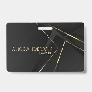 Badge Or noir luxueux lignes abstraites élégantes d'avoc