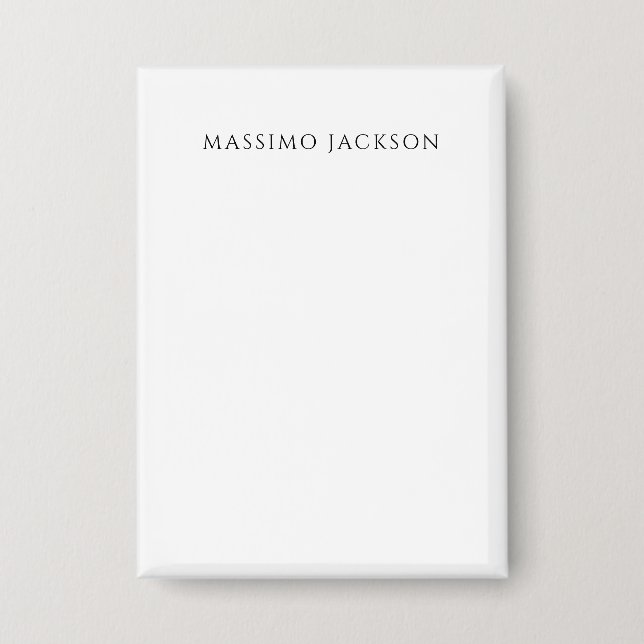 Badge Own Name Calligraphy Chic Plain Simple Black White (Recto)