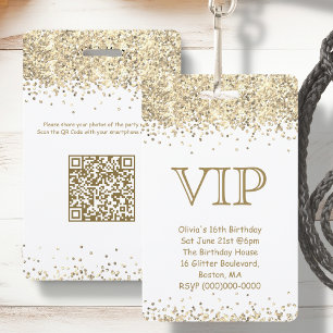 Badge Paillettes Blanc & Or   Carton d'invitation d'anni