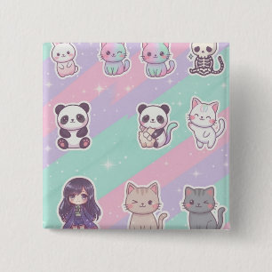 Badge Paillettes Pastel Animaux Mignons Kawaii