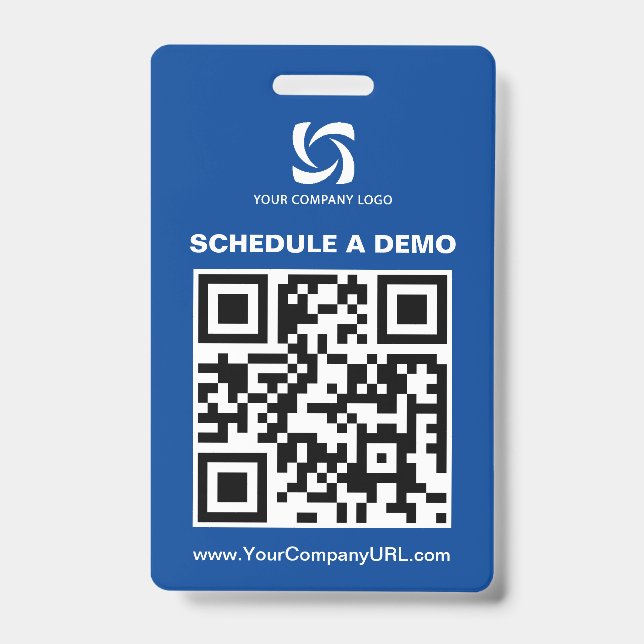 Badge Panneau de salon professionnel avec code QR bleu (Avant)