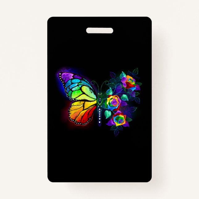 Badge Papillon arc-en-ciel (Devant)
