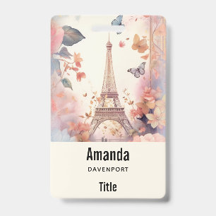 Badge Papillons et fleurs de la Tour Eiffel