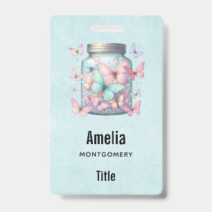 Badge Papillons Fantaisistes dans un Pot