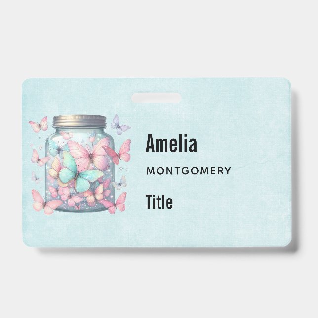 Badge Papillons Fantaisistes dans un Pot (Avant)