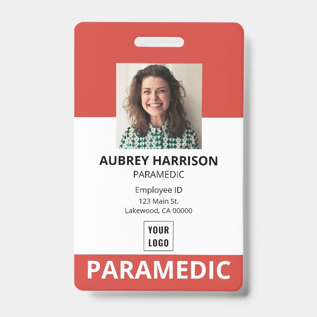 Badge Paramedic Simple Photo ID (Face)