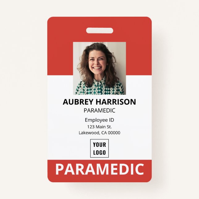 Badge Paramedic Simple Photo ID (Devant)