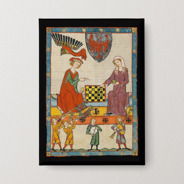 Badge Partie d'échecs Codex Manesse XIVe siècle (Recto)