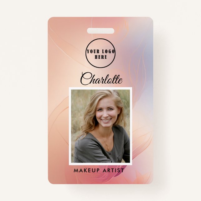 Badge Parties scintillant Rose moderne - Insigne d'ident (Devant)