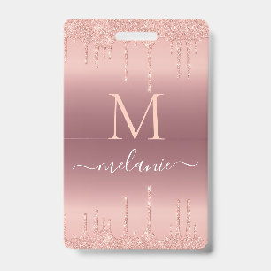 Badge Parties scintillant rose Or Personnalisée Votre Le