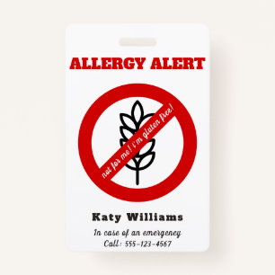 Badge Pas pour moi, je suis sans gluten ! Alerte d'aller