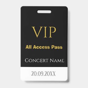 Badge Pass All Access VIP Simple Nom Date Concert