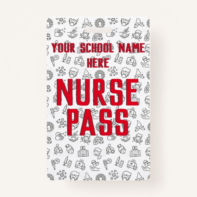 Badge Pass Infirmière scolaire, personnalisable (Devant)