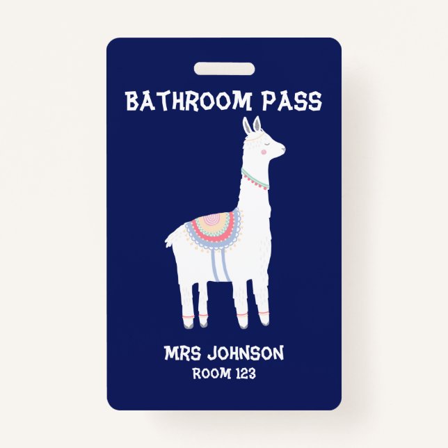Badge Pass Salle de bain Blue Llama (Devant)
