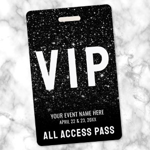 Badge Pass Tout Accès Noir Blanc Événement VIP