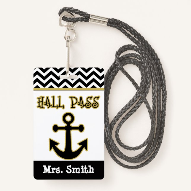 Badge Passage de hall de professeur d'Ancre pour la (Devant avec lanière)