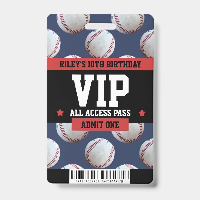 Badge Passe d'anniversaire VIP de baseball (Front)
