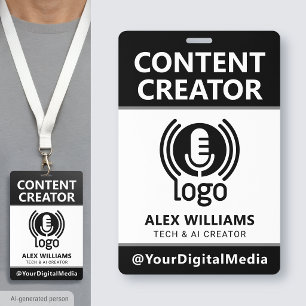 Badge Passe de logo ID média Créateur de contenu Sécurit